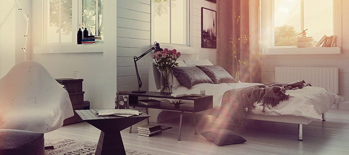 Sunlight filled bedroom