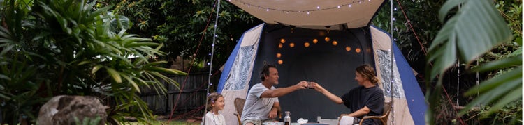 family camping together