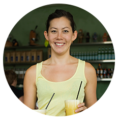 Woman holding drinks