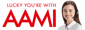 AAMI logo - Lucky you're with AAMI