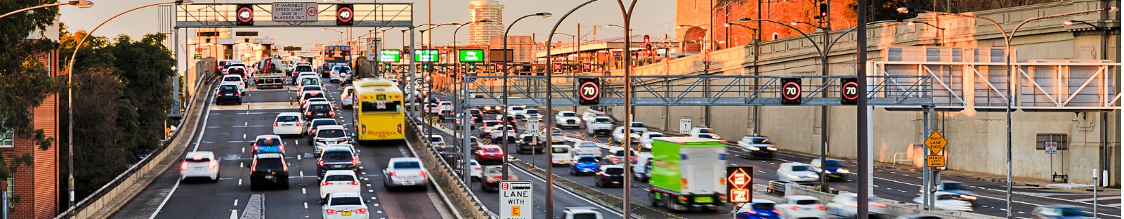 Busy multi lane road