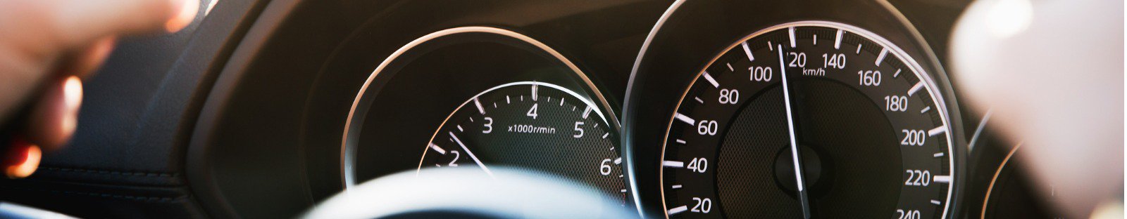 Car speedometer close up