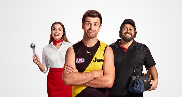 AAMI Woman, Tradie and Trent Cotchin posing