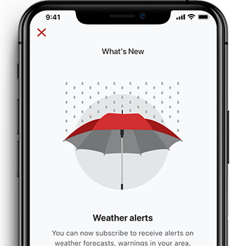 AAMI App weather alerts screen on smartphone