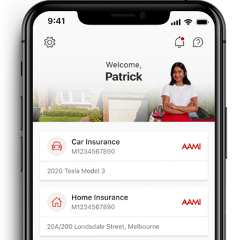 Personalised AAMI App screen on smartphone