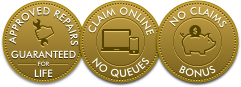 Approved repairs guaranteed for life. Claim Online, no queues. No claims bonus.