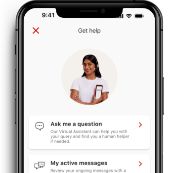 &#39;Get help&#39; screen on smartphone