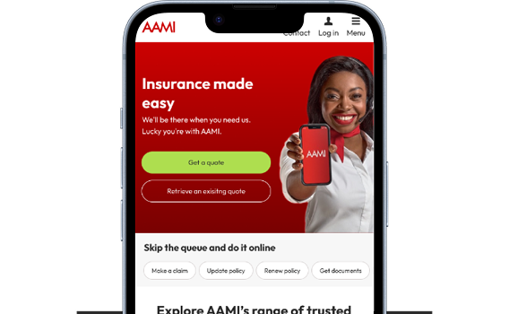 AAMI website screenshot on smartphone