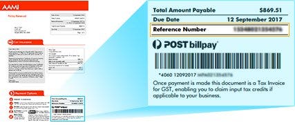 Find reference number on notice/account