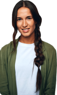 Girl wearing green shirt and brown hair